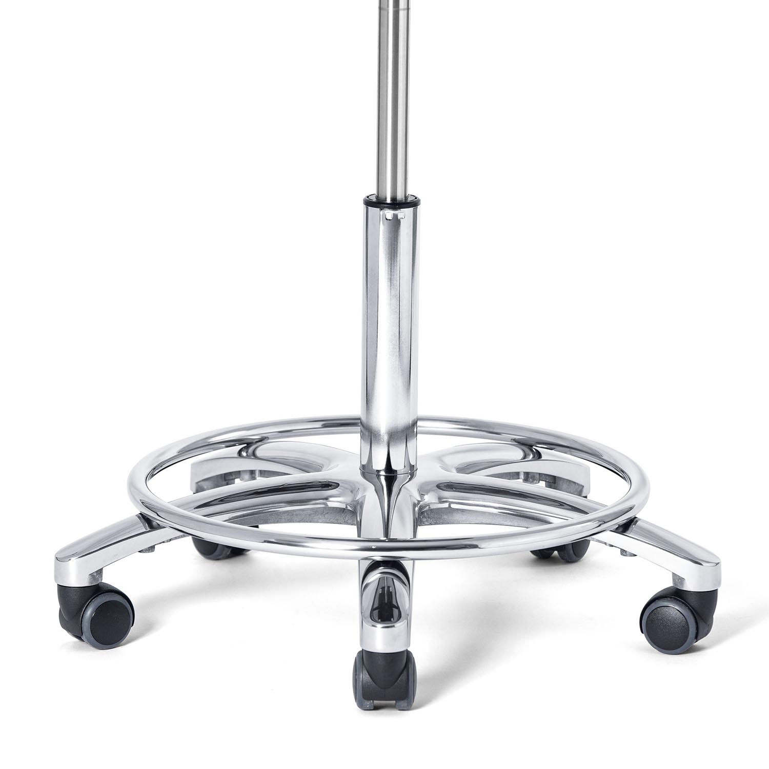 Chrome height-adjustable healthcare work stool